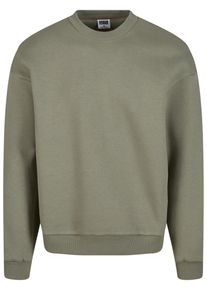 Urban Classics Herren Rundhalspullover "Urban Classics Fluffy Crewneck", grün, casual, Gr. 5XL, unifarben, 70% Baumwolle, 30% Polyester, Pullover