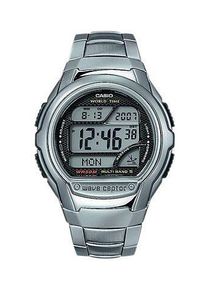 CASIO FUNK Herren Funkchronograph, silber, Armbanduhren, Quarzuhr, Armbanduhr, Herrenuhr, Funkuhr, Digitaluhr, Resinarmband