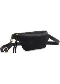 ELBSAND Damen Bauchtasche "Umhängetasche", schwarz, Veloursleder, unifarben, Taschen, aus Leder, Brusttasche, Schultertasche, Crossbody Bag