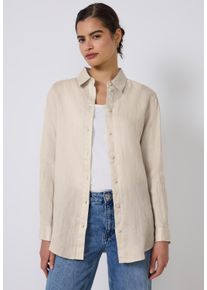 Damen Hemdblusemoonstone sand, casual, Gr. 38, STREET ONE STUDIO, unifarben, Web, 100% Leinen, Blusen, mit Knopfleiste