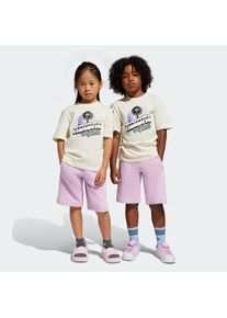 Kinder Trainingsanzug "SHORT TEE SET"cream weiß, bliss lila, sportlich, Gr. 116, adidas originals, Obermaterial: 100% Baumwolle, Sportanzüge