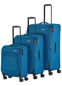 Travelite Trolleyset "CHIOS S/M/L", blau, Polyester, unifarben, Koffer-Sets, Kofferset Reisegepäck Reisekoffer mit erweiterbarem Volumen