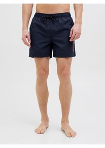 Jack & Jones JACK & JONES Herren Badeshorts "JPSTMAUI JJSWIM DOUBLE LOGO AKM SN", blau, modisch, Gr. XL, unifarben, Web, Obermaterial: 100% Polyester, Badehosen