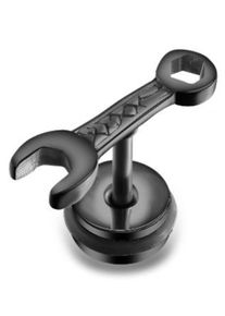 Firetti Herren Single-Ohrstecker "Schmuck Geschenk Ohrschmuck einzeln Schraubenschlüssel", Edelstahl-Kautschuk, schwarz, Edelstahl, Kautschuk,