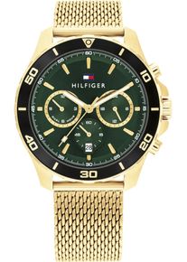 Tommy Hilfiger Herren Multifunktionsuhr, gold, Armbanduhren, Quarzuhr, Armbanduhr, Herrenuhr, Datum, Edelstahlarmband
