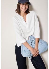 Cecil Damen Schlupfbluse, weiß, casual, Gr. M, unifarben, Web, Obermaterial: 100% Leinen, Blusen, mit 3/4-Arm und Turn-Up