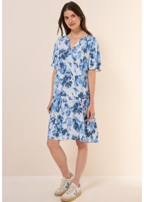Cecil Damen Midikleid, weiß, casual, Gr. XL, gemustert, Stoff, 100% Viskose , Kleider, mit Volant