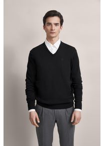 Bugatti Herren Rundhalspullover, schwarz, casual, Gr. L, Sweatware, 100% Baumwolle, Pullover, mit komfortablem Schnitt