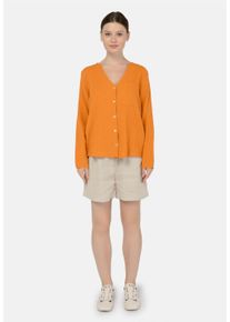 FRESHLIONS Damen Klassische Bluse "Bailey", orange, casual, Gr. L, unifarben, 100% Baumwolle, Blusen, mit stylischem V-Ausschnitt