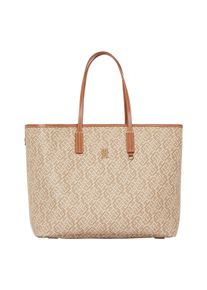 Tommy Hilfiger Damen Tragetasche "TH MONOPLAY LEATHER TOTE", grau, Lederimitat, Leder, Taschen, Damen Schultertasche, Henkeltasche, Shopper mit