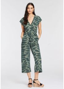 HECHTER PARIS Damen Culotte-Overall, grün, feminin, Gr. 46, Single Jersey, Obermaterial: 95% Viskose, 5% Elasthan, Overalls, mit Wickelteil - NEUE