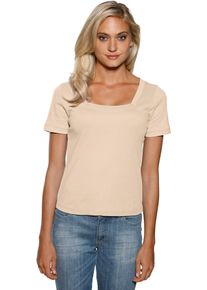Heine Damen Kurzarmshirt "Carré-Shirt", beige, Gr. 38, unifarben, 100% Baumwolle, Shirts