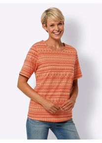 Classic Basics Damen Kurzarmshirt "Kurzarm-Shirt", orange, Gr. 42, gemustert, bedruckt, 100% Baumwolle, Shirts