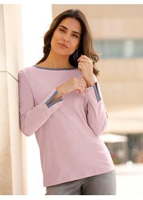 Classic Basics Damen Langarmshirt "U-Boot-Shirt", lila, Gr. 44, gemustert, mehrfarbig, bedruckt, 100% Baumwolle, Shirts