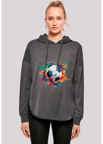 F4NT4STIC Damen Kapuzenpullover "Bunte Fußball Grafik", grau, casual, Gr. M, Obermaterial: 100% Baumwolle, Pullover, Premium Qualität