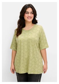 sheego Damen T-Shirt "Große Größen", grün, casual, Gr. 52, unifarben, Obermaterial: 80% Polyester, 15% Viskose, 5% Elasthan, Shirts, mit