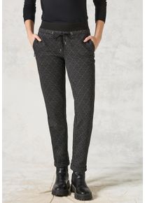 Cecil Damen Stoffhose, schwarz, casual, Gr. L, bedruckt, Stoff, 68% Polyester, 28% Viskose, 4% Elasthan, Hosen, Middle Waist