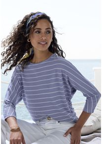 Vivance Damen 3/4-Arm-Shirt "mit modischer Streifenstruktur", blau, casual, Gr. 32, gestreift, Strick, Obermaterial: 42% Baumwolle, 42% Viskose, 12%