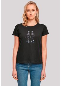 F4NT4STIC Damen T-Shirt "Skelettpaar Eislaufen Valentinstagsgeschenk", schwarz, casual, Gr. M, Obermaterial: 100% Baumwolle, Shirts, Premium Qualität