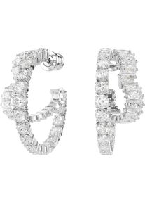 Swarovski Damen Paar Creolen "Schmuck Geschenk Matrix Ohrringe Herz, 5705748", Metall, silber, Metall, Ohrringe, mit Swarovski Zirkonia (synth.)