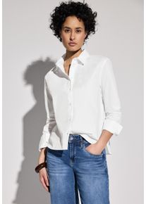 Street One Damen Langarmbluse, weiß, casual, Gr. 44, unifarben, Web, 100% Baumwolle, Blusen, aus reiner Baumwolle