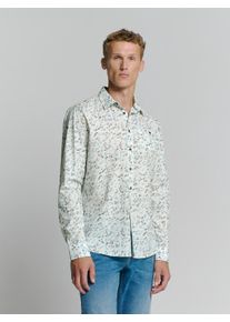 NO EXCESS Herren Langarmhemd "NO EXCESS Stretchhemd mit Print Shirt Stretch Allover Printed", blau, casual, Gr. XL, 97% Baumwolle, 3% Elasthan, Hemden