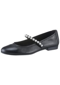 Tamaris Damen Ballerina, Gr. 40, schwarz, Leder, Lederimitat, unifarben, elegant, Schuhe, Blockabsatz, Businesschuh, Abendschuh mit eleganten