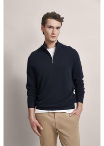 Bugatti Herren Troyer, blau, casual, Gr. S, Sweatware, 100% Baumwolle, Pullover, aus reiner Baumwolle