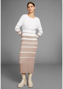 HECHTER PARIS Damen Strickkleid, braun, feminin, Gr. 40, gestreift, Rippstrick, Obermaterial: 70% Viskose, 30% Polyamid, Kleider, mit Streifen