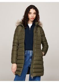 Tommy Jeans Damen Steppmantel "TJW ESSENTIAL HOODED DOWN COAT", grün, casual, Gr. L, unifarben, Web, Steppware, Obermaterial: 100% Polyester. Futter: