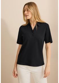 Cecil Damen Poloshirt, schwarz, casual, Gr. S, unifarben, Web, 100% Baumwolle, Shirts, aus reiner Baumwolle