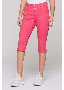 SOCCX Damen Jeansshorts, rot, casual, Gr. 29, bestickt, Material: 85% Baumwolle, 12% Polyester, 3% Elasthan, Jeans, mit Ziernähten