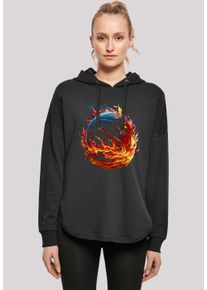 F4NT4STIC Damen Kapuzenpullover "Basketball On Fire Sport OVERSIZE HOODIE", schwarz, casual, Gr. M, Obermaterial: 100% Baumwolle, Pullover, Print