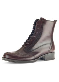 Gabor Damen Schnürstiefelette, Gr. 38,5, braun, Kalbsleder, Lyralochung, klassisch, Schuhe, Blockabsatz, Schnürboots, Businessschuh mit modischer