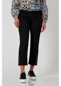 monari Damen 7/8-Hose "Hose Jeans Schmuck 64cm", schwarz, modisch, Gr. 44, unifarben, Denim/Jeans, Obermaterial: 98% Baumwolle, 2% Elasthan, Hosen,