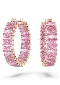 Swarovski Damen Paar Creolen "Matrix, Baguette-Schliff, 5657726", Metall, rosa, Metall, Ohrringe, mit Swarovski Kristall