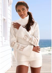 ELBSAND Damen Sweater, Gr. 32, weiß, Feinstrick, Strick, Obermaterial: 50% Viskose (LENZING), 50% Polyester, meliert, unifarben, casual, Sweatshirts,