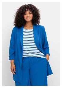 sheego Damen Longblazer "Große Größen", blau, casual, Gr. 50, unifarben, Obermaterial: 95% Polyester, 5% Elasthan, Blazer, mit Schalkragen und