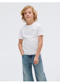 Jungen T-Shirt "MONOGRAM MINI BADGE T-SHIRT", blau, casual, Gr. 6, Calvin Klein Jeans, Single Jersey, Obermaterial: 100% Baumwolle, Shirts, für