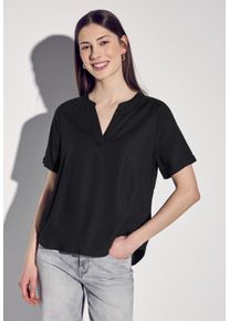 Street One Damen Hemdbluse, schwarz, casual, Gr. 34, unifarben, Stoff, 100% Viskose, Blusen, aus softer Viskose