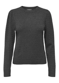 Only Damen Rundhalspullover "ONLKATIA LS PUFF O-NECK CC KNT", grau, modisch, Gr. S, unifarben, Strick, Obermaterial: 50% Viskose, 27% Nylon, 23%