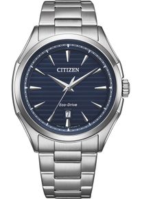 Citizen Herren Solaruhr, silber, Armbanduhren, Armbanduhr, Herrenuhr, Datum, Lederarmband