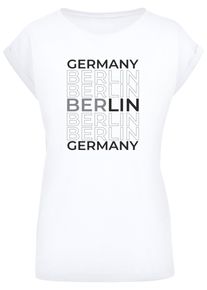 Merchcode Herren T-Shirt "Merchcode Damen Ladies Berlin Extended Shoulder Tee", weiß, casual, Gr. 5XL, bedruckt, 100% Baumwolle, Shirts