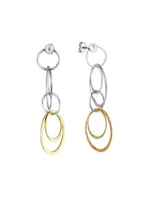 Celesta Damen Paar Ohrhänger "Silber 925 zweifarbig glanz / diamantiert 60mm lang", ONE-SIZE, Silber 925 (Sterlingsilber), silber, Silber 925