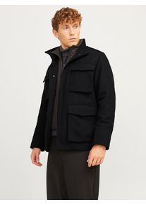 Jack & Jones JACK & JONES Herren Wolljacke "JPRCCALEX WOOL BLEND FIELD JACKET SN", schwarz, modisch, Gr. M, unifarben, Web, Obermaterial: 55% Polyester, 40%