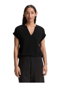 Tom Tailor Damen Kurzarmbluse, schwarz, casual, Gr. 36, unifarben, Obermaterial: 100% Viskose, Blusen, im Loose Fit