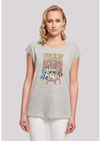 F4NT4STIC Damen T-Shirt "DC Comics Superhelden Wonder Woman Femme Power", grau, casual, Gr. XS, Obermaterial: 100% Baumwolle, Shirts, Print