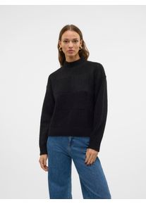 Véro Moda VERO MODA Damen Strickpullover "VMMOON LS HIGHNECK PULLOVER GA BF", schwarz, modisch, Gr. M, unifarben, Strick, Obermaterial: 100% Polyester, Pullover
