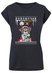ABSOLUTE CULT Herren T-Shirt "ABSOLUTE CULT Damen Ladies Tom and Jerry - Fair Isle T-Shirt", blau, casual, Gr. XS, bedruckt, 100% Baumwolle, Shirts