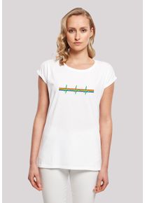 F4NT4STIC Damen T-Shirt "Pink Floyd Prism Heartbeat Rainbow Regenbogen", weiß, casual, Gr. XS, Obermaterial: 100% Baumwolle, Shirts, Damen,Premium